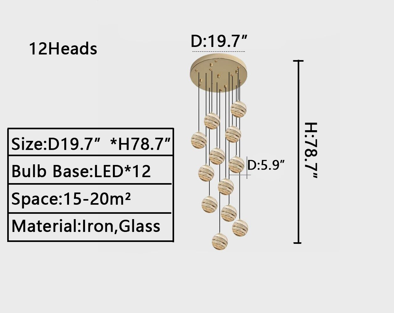 Nordic Planet Creative Long Pendant Chandelier For Staircase/Foyer/High-ceiling Hallway