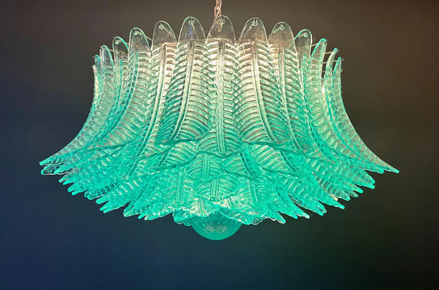 Large Murano glass Chandelier -100 turquoise Felci glasses