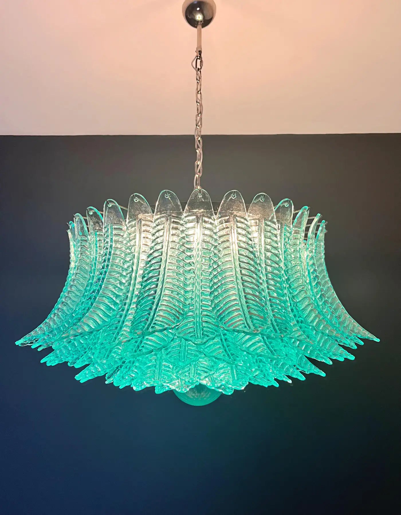 Large Murano glass Chandelier -100 turquoise Felci glasses