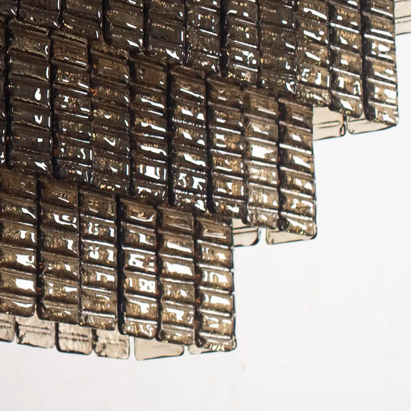 Grande lampadario con listelli vetro di Murano ispirato al mid-century italiano