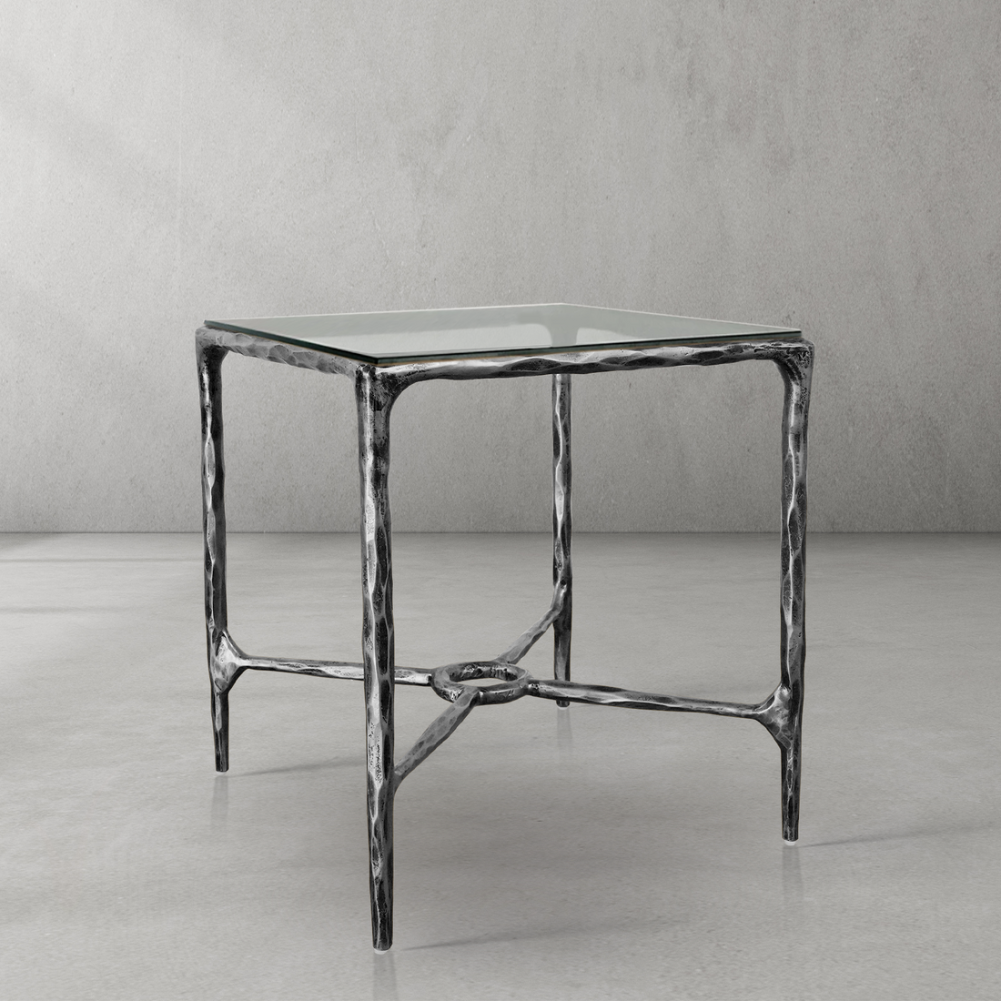 Thaddeus Glass Square Side Table  Overhang O