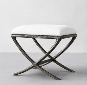 Hand-Forged Metal X-base Stool
