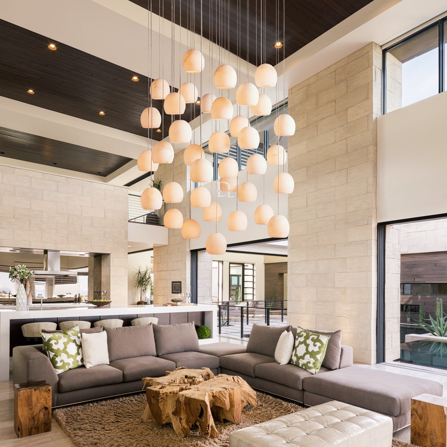 Arica Alabaster Round Chandelier