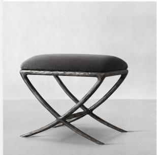 Hand-Forged Metal X-base Stool