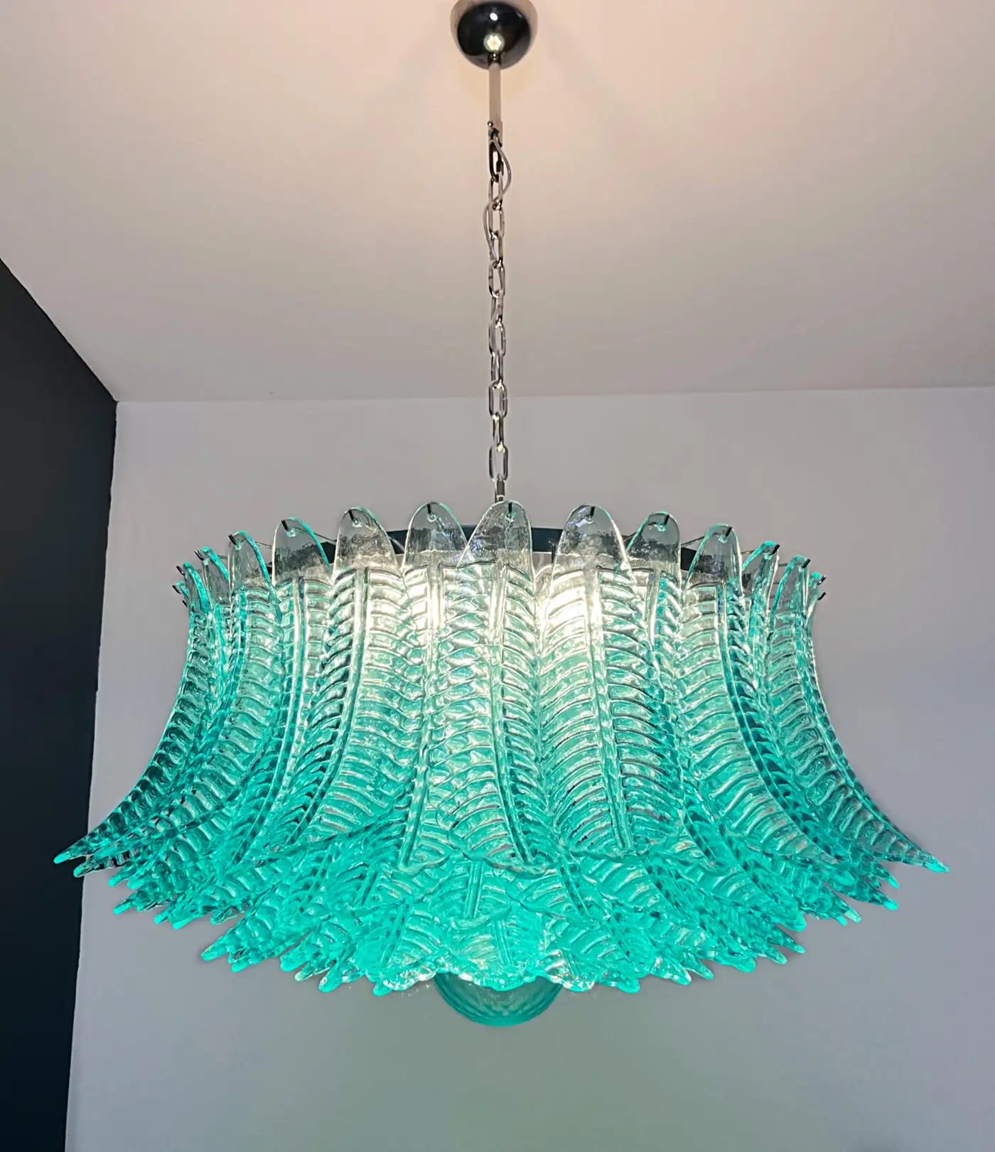 Large Murano glass Chandelier -100 turquoise Felci glasses
