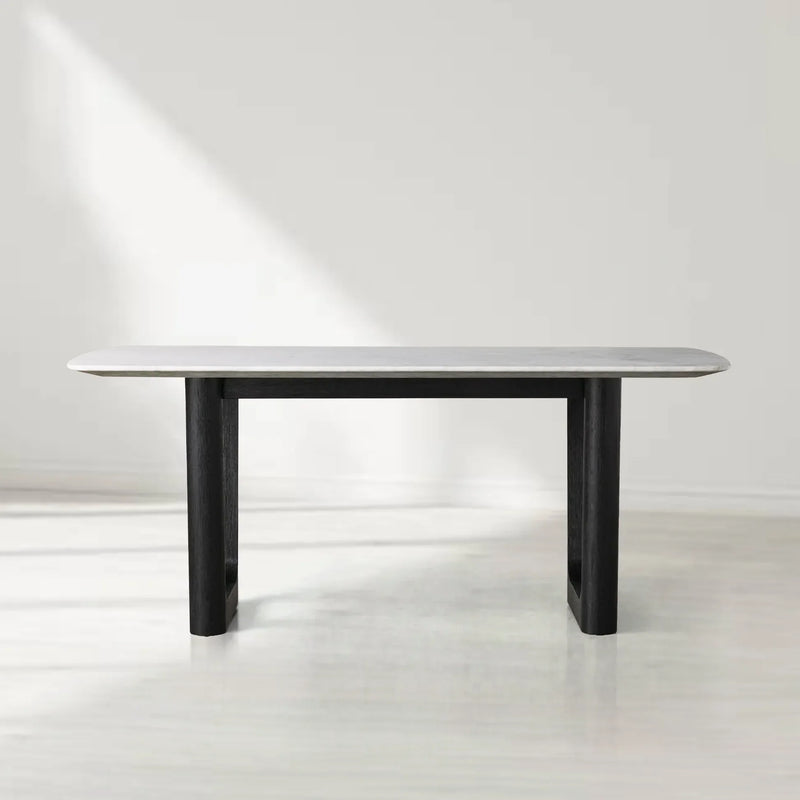 Saint Germain Rectangular Marble Top Dining Table with Rennes Base