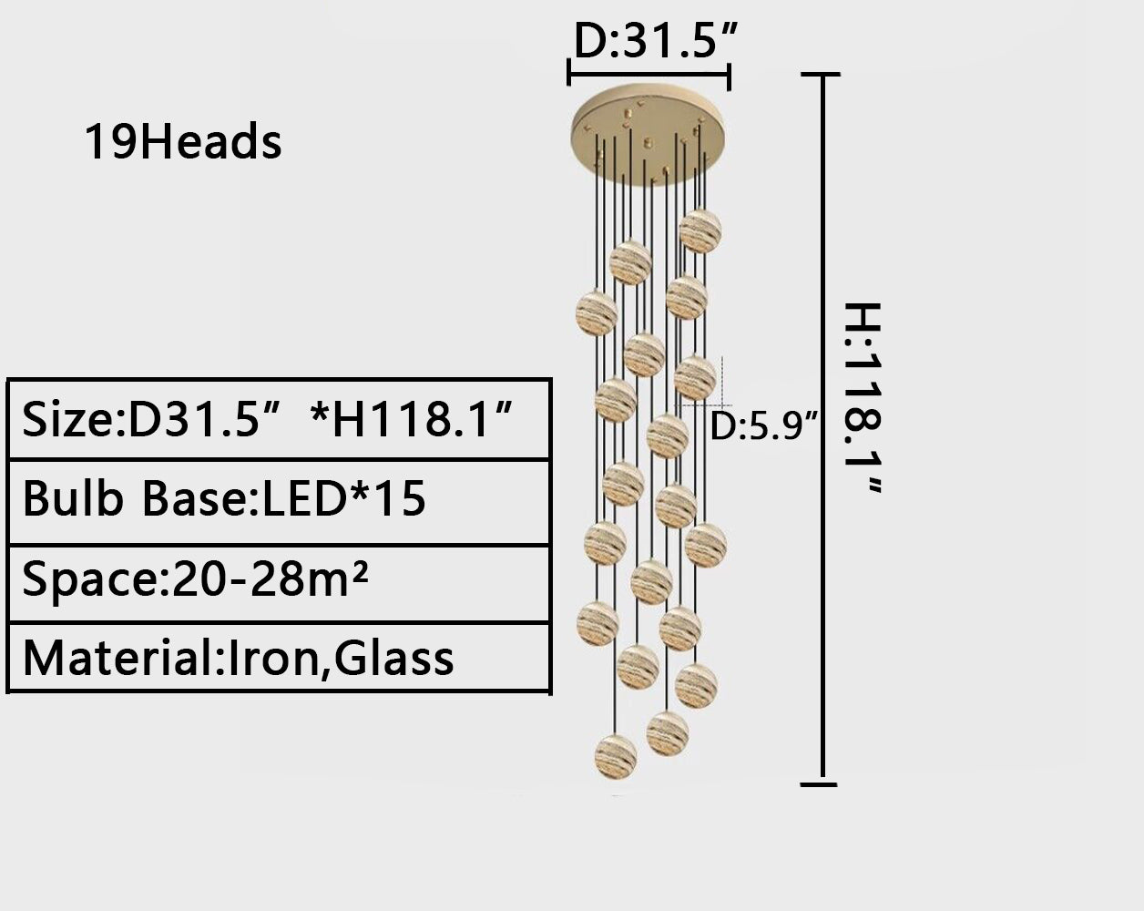 Nordic Planet Creative Long Pendant Chandelier For Staircase/Foyer/High-ceiling Hallway