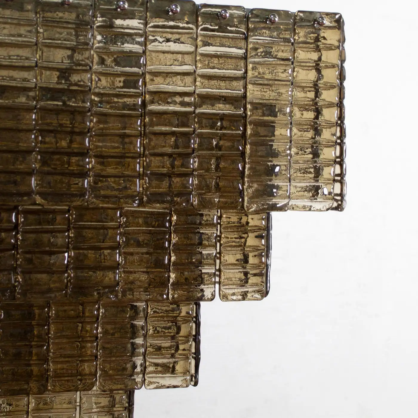 Grande lampadario con listelli vetro di Murano ispirato al mid-century italiano