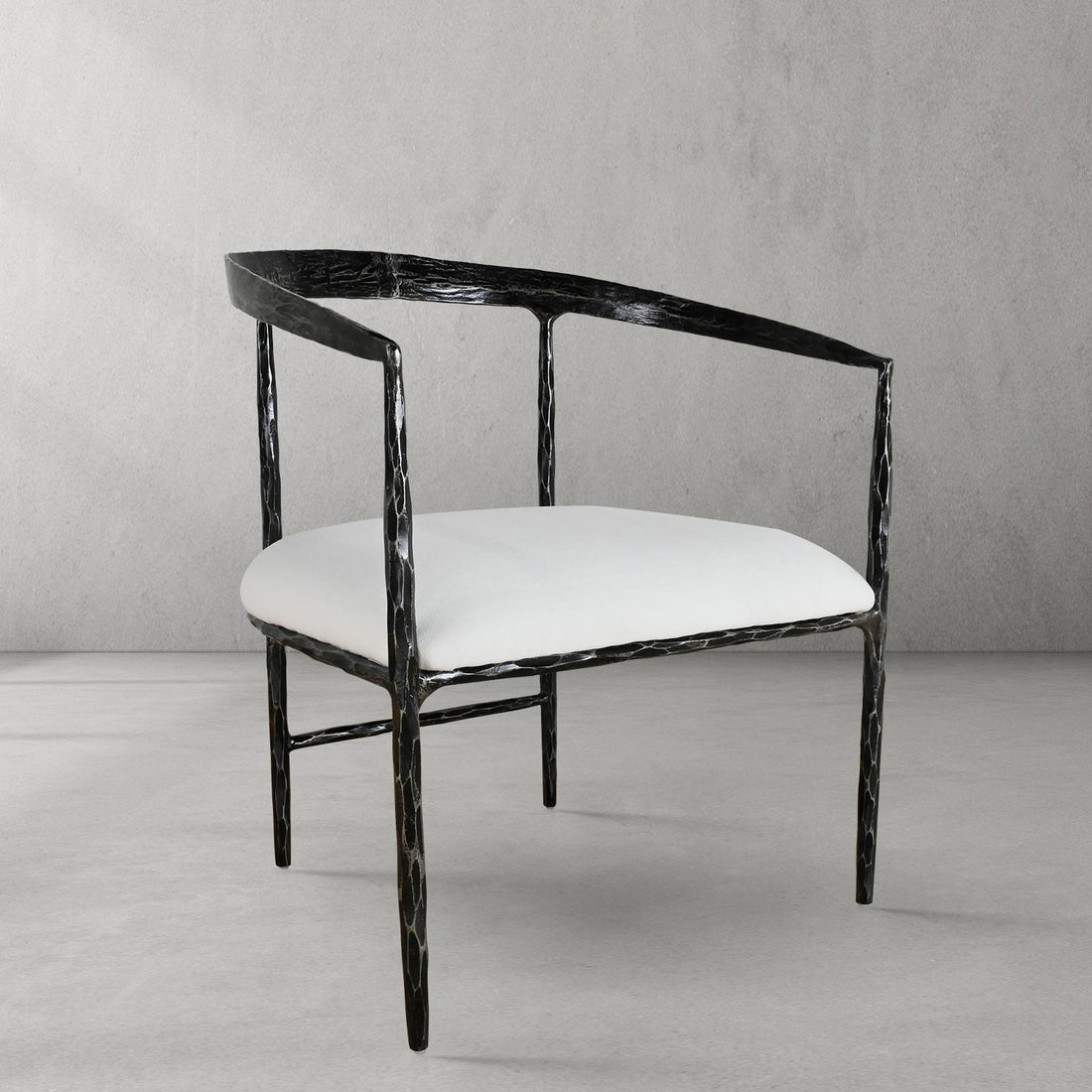 Hand-Forged Metal Curved Chair