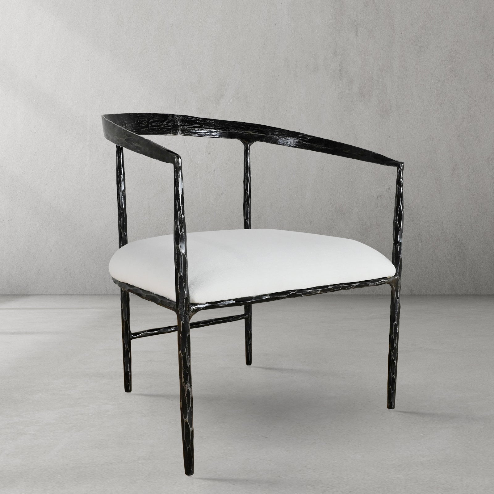 Hand-Forged Metal Curved Chair