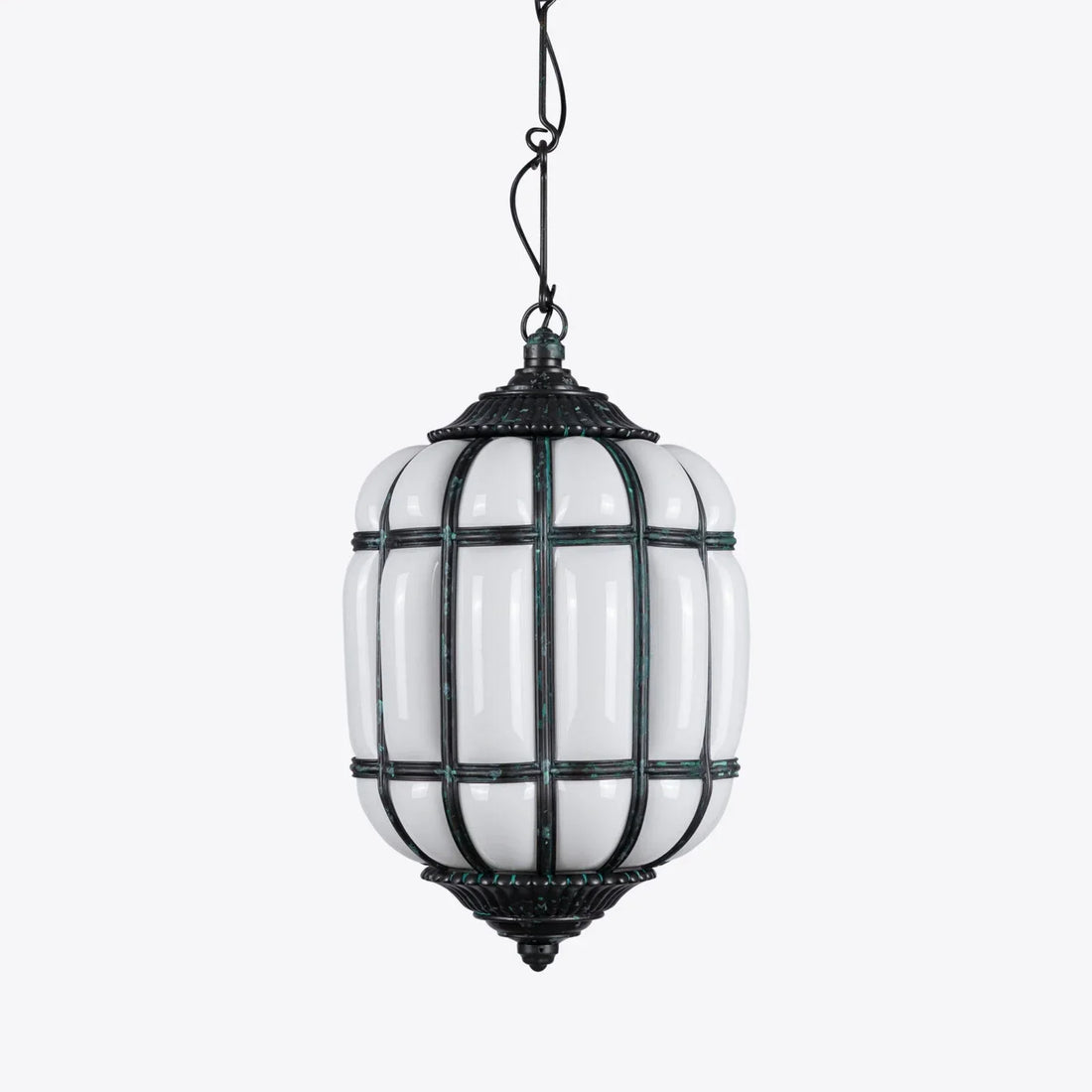 Battersea Opaline and Brass Hanging Lantern