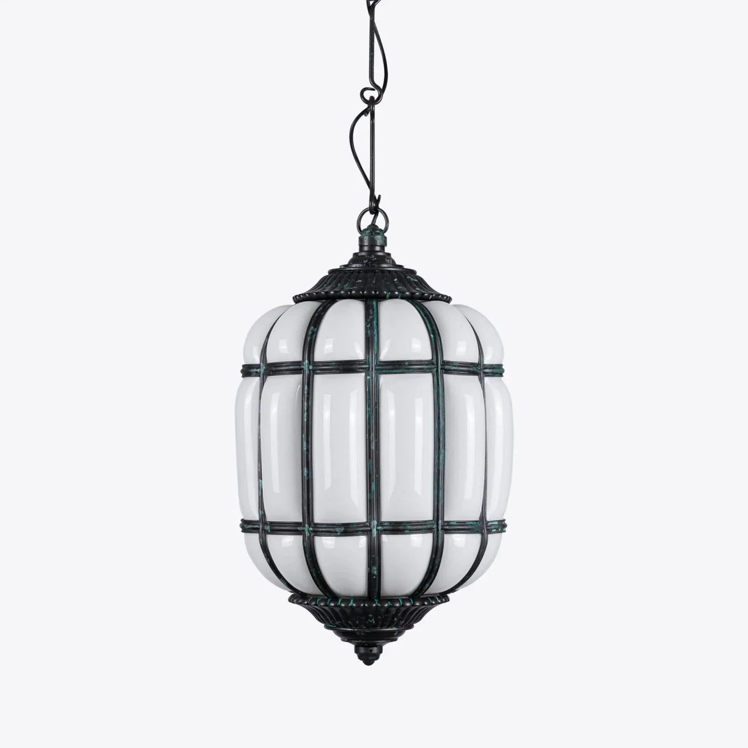 Battersea Opaline and Brass Hanging Lantern