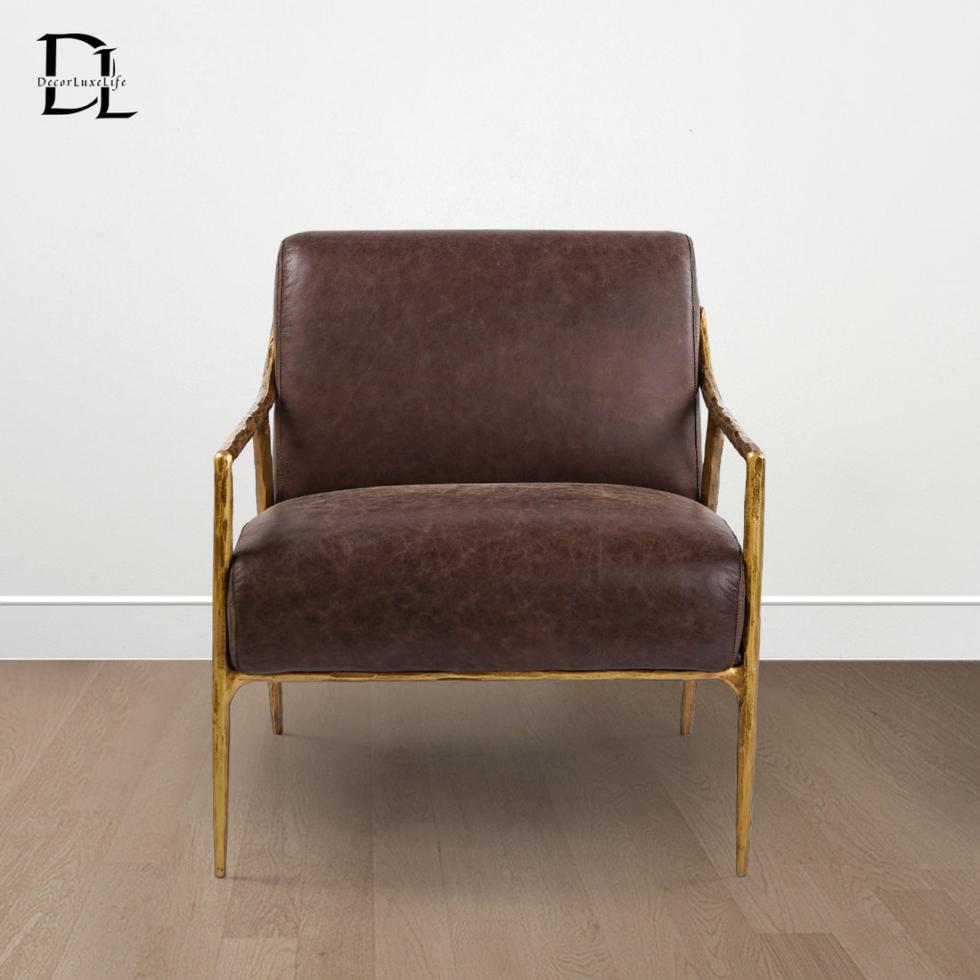 Thaddeus Brown Leather Accent Chair