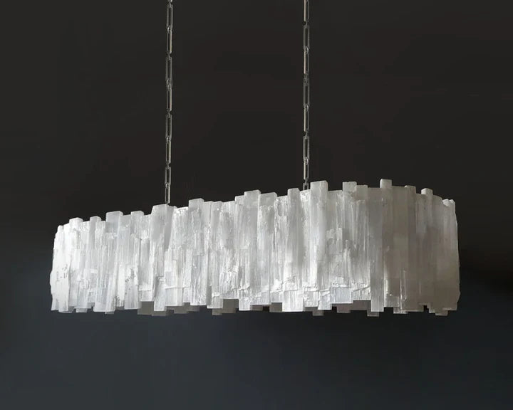 1 Tier Rectangular Selenite Chandelier