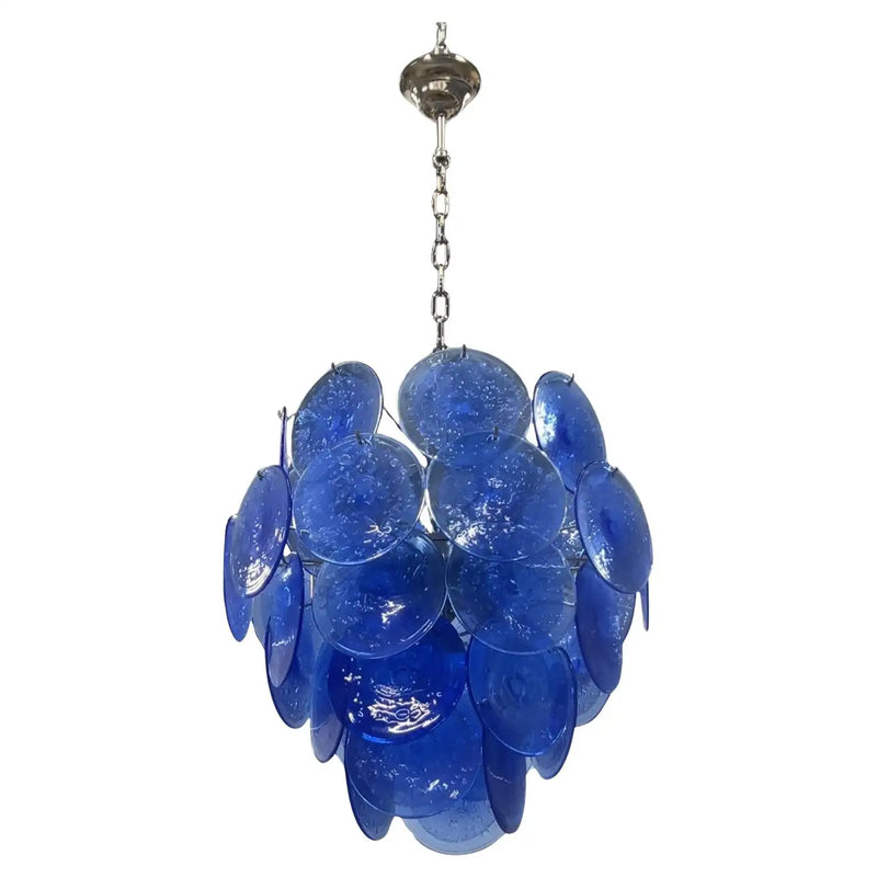 Blue Murano Glass Disc Chandelier