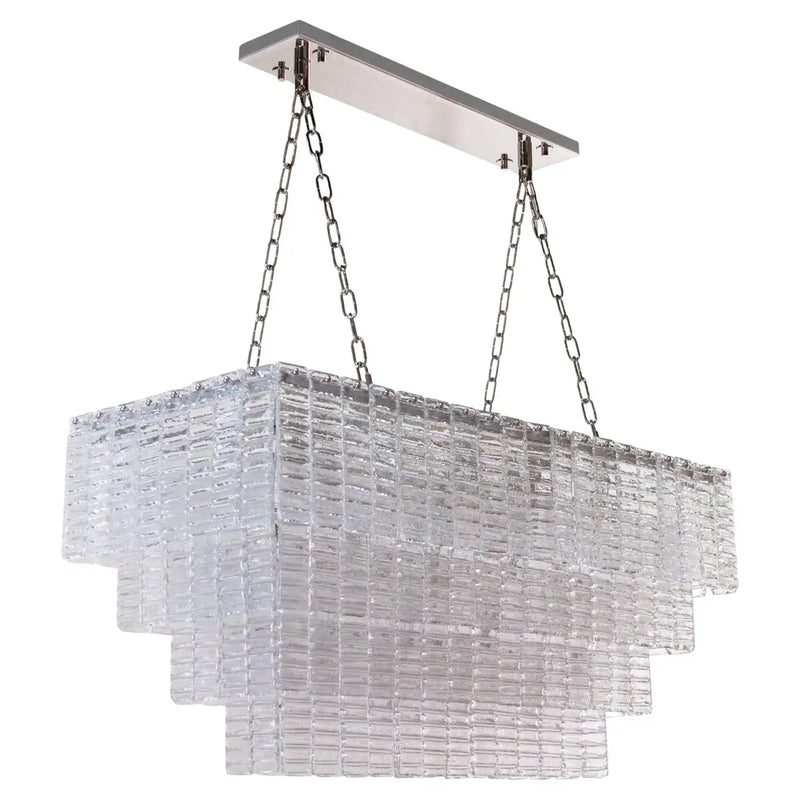 Grande lampadario con listelli vetro di Murano ispirato al mid-century italiano