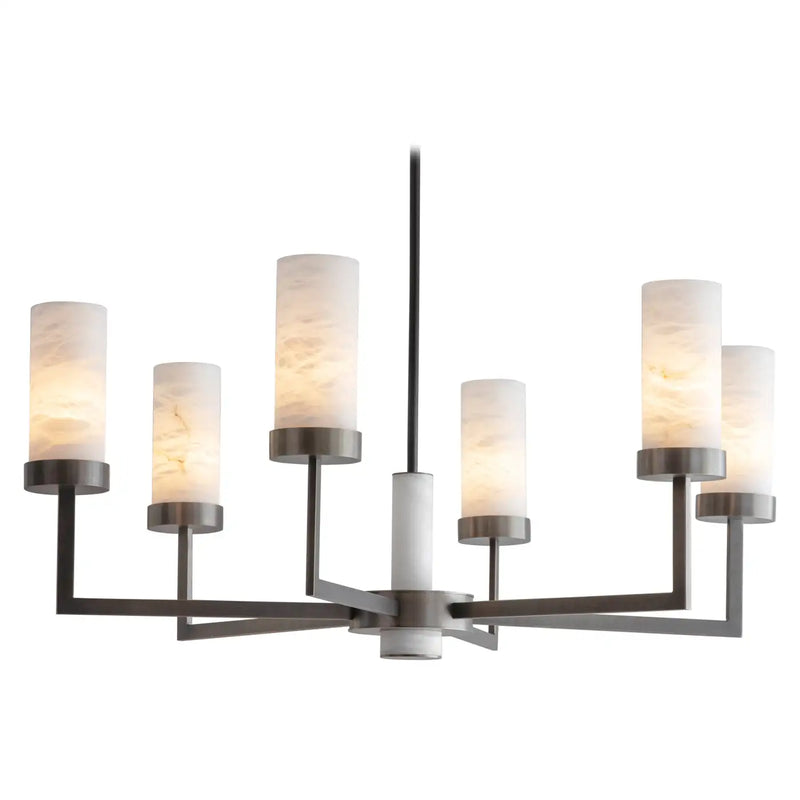 Contemporary  Alabaster 6-arm Compass Chandelier