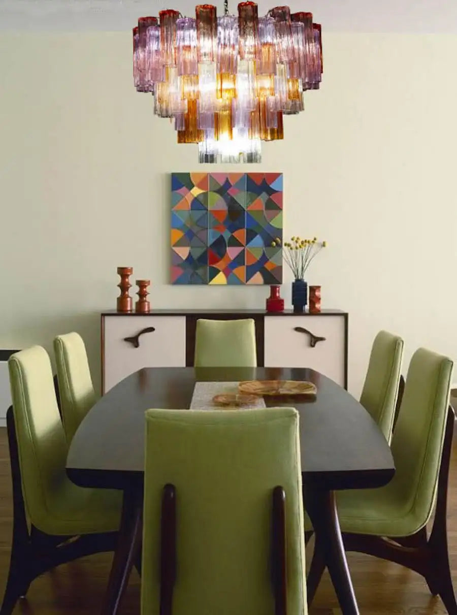 Mid-Century Multicolored Murano Glass Tronchi Chandelier