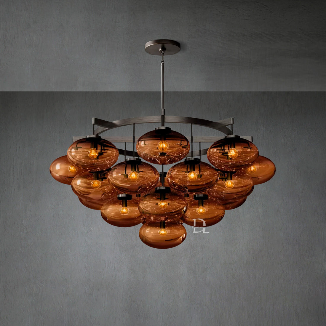 Cabratt Smoke Glass Round Chandelier 48"