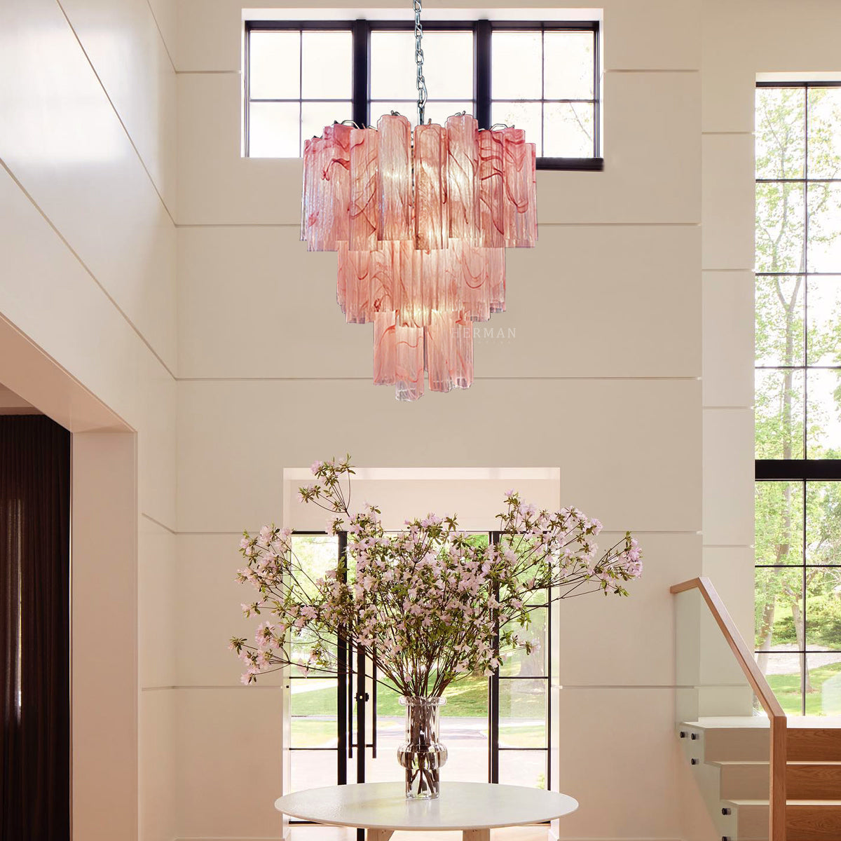 Murano Chandelier – 48 tubes – Alabaster Pink
