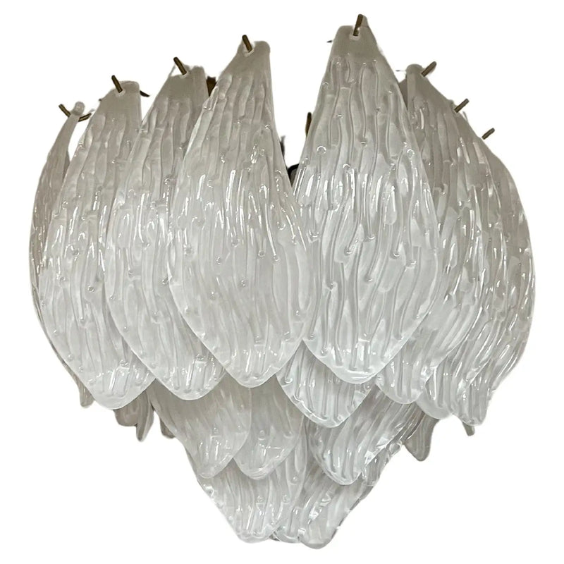 Murano ceiling lamp - frosted carved glass leaves