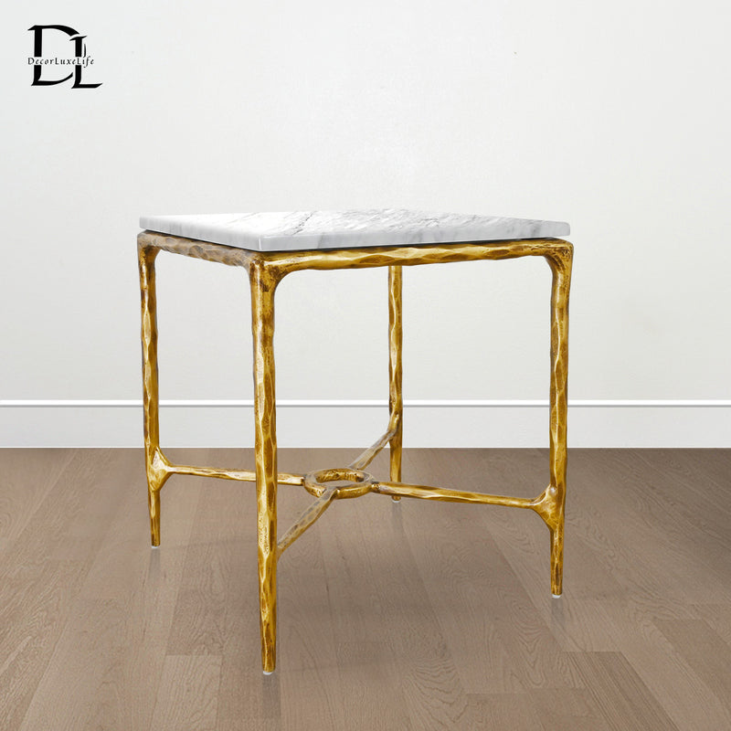 Thaddeus Mabrble Square Side Table 18" 22" Overhang O