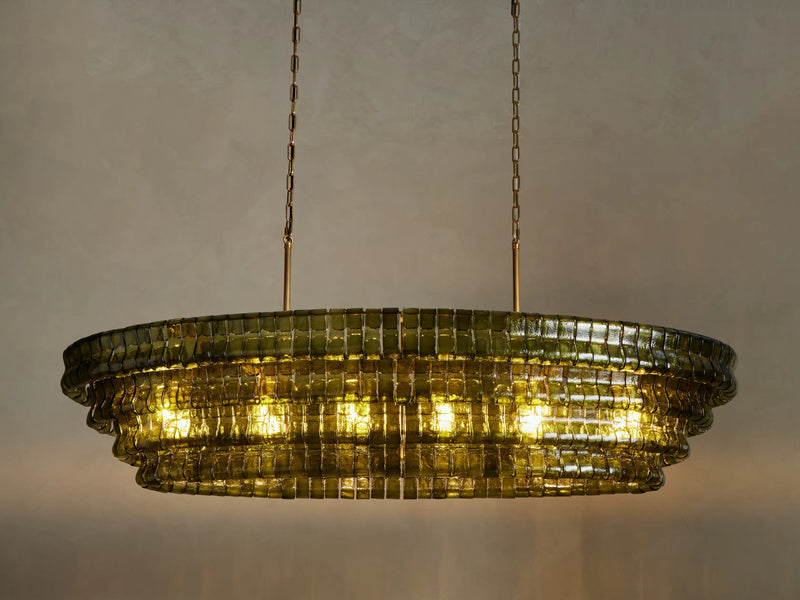Amor Ghiaccio Glass Oval Chandelier 54"W/65"W