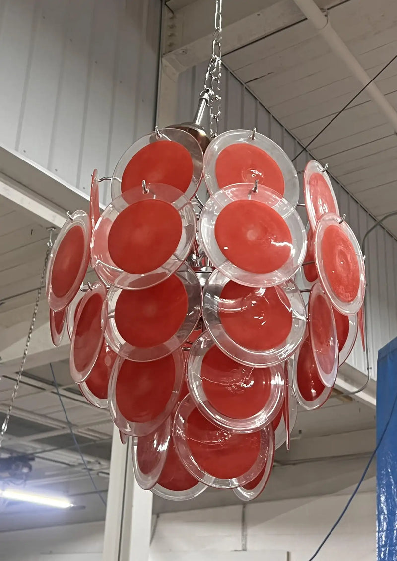Red Murano Glass Disc Chandelier