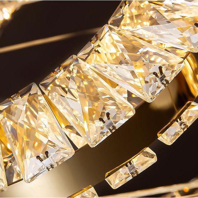 Modern Multi Gold Donuts Shape Crystal Chandelier Ring Round Light Fixture for Foyer Staircase/ Living Room/ Bar/ Hotel Lobby/ Entryway