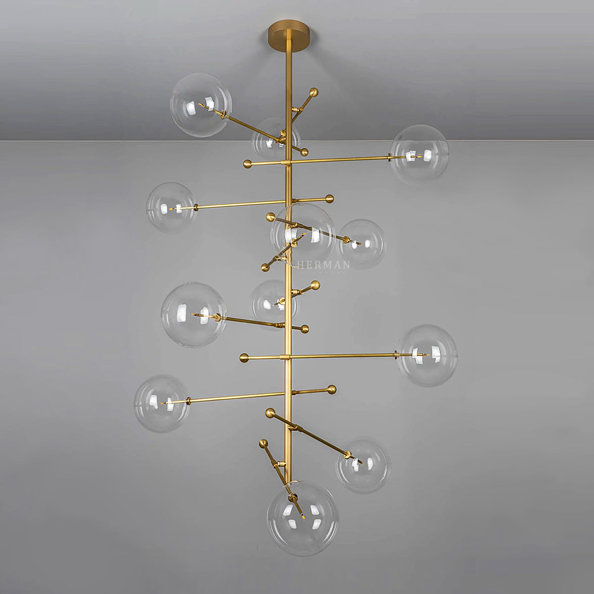 Aero 12-Light Modern Brass Chandelier
