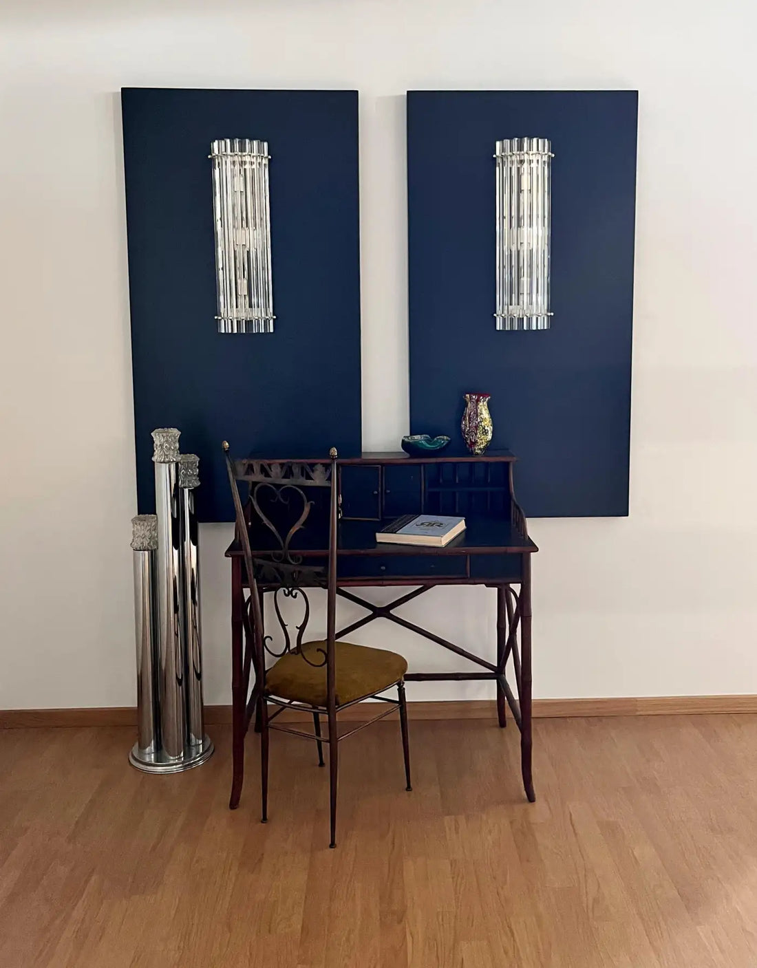 Pair of vintage Murano wall sconce – clear triedri - Column model