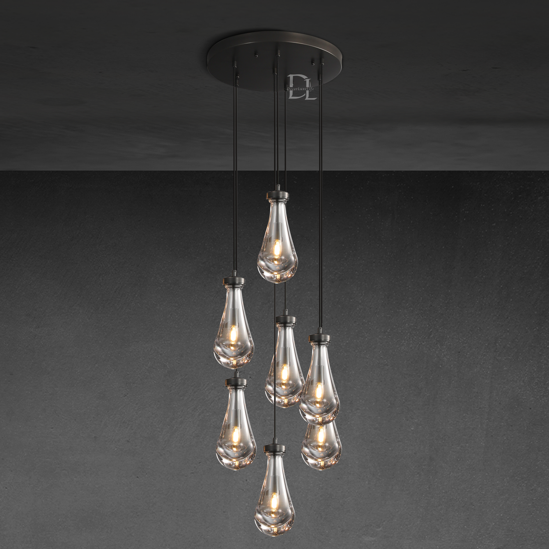 Raindrop Modern Round 18'' 7-Light Chandelier For Living Room