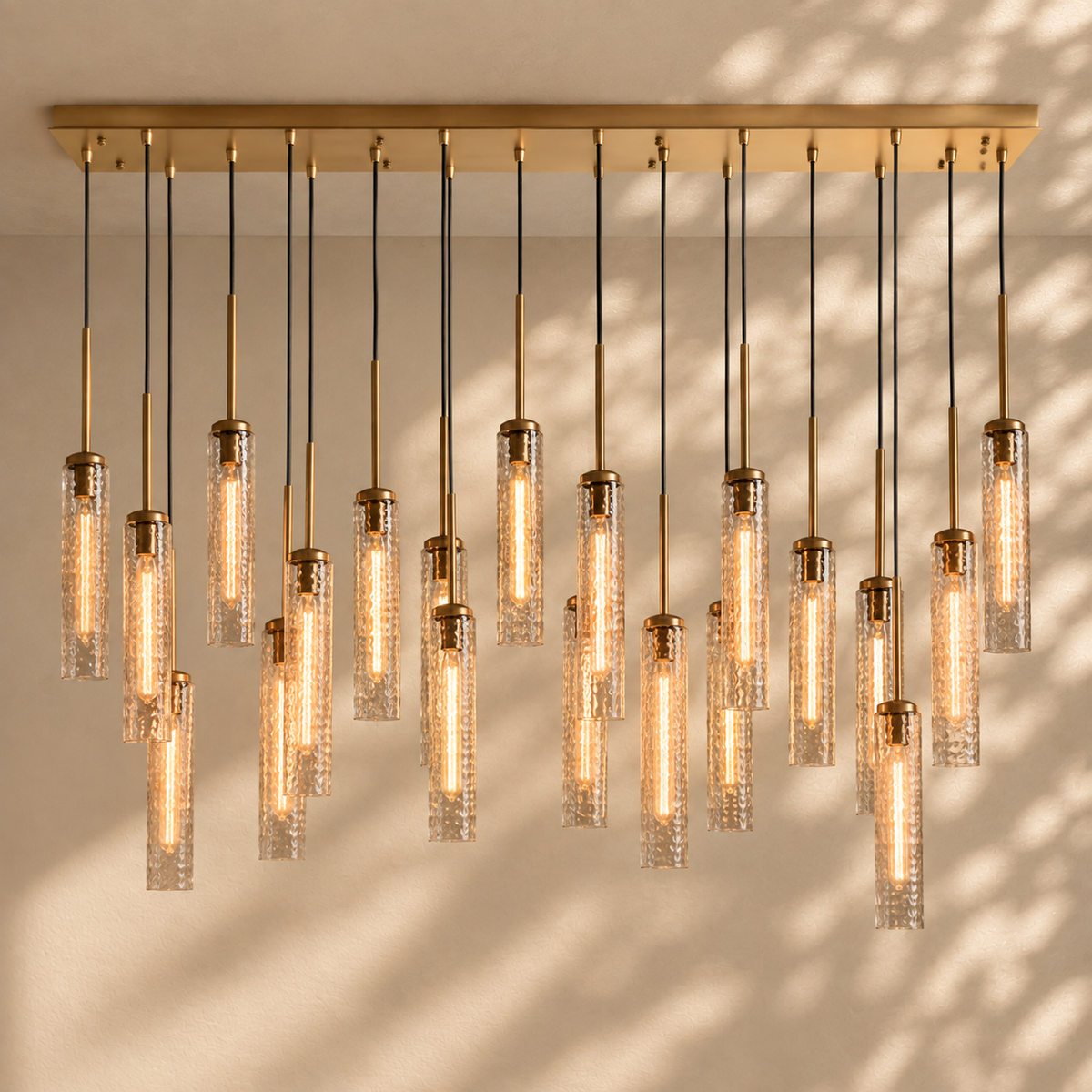 Mahonia Colleena Linear Hammered Glass Chandelier