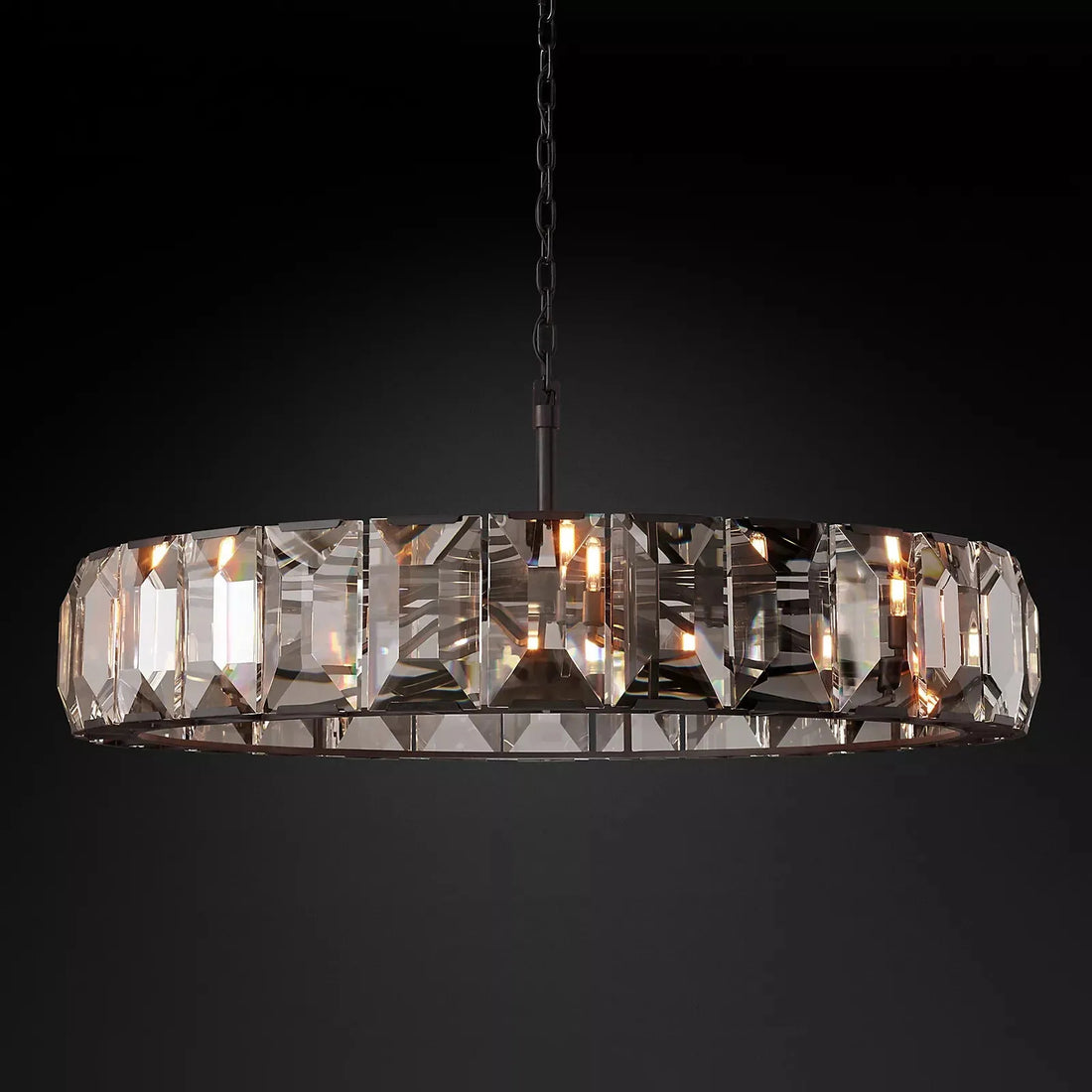 Harlow Faceted Crystal Round Chandelier 60"