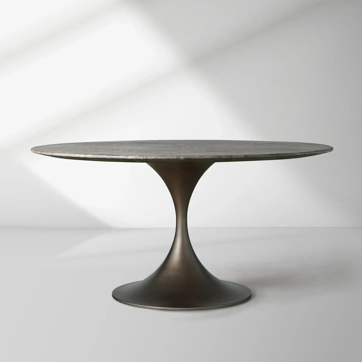 Aero Saint Germain Dining Table Round Marble Stone Tabletop Tulips Dining Table with Launette Steel Base