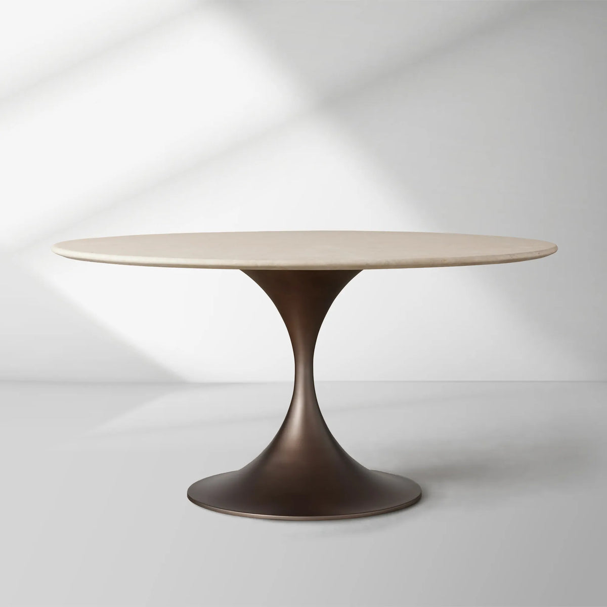 Aero Saint Germain Dining Table Round Marble Stone Tabletop Tulips Dining Table with Launette Steel Base