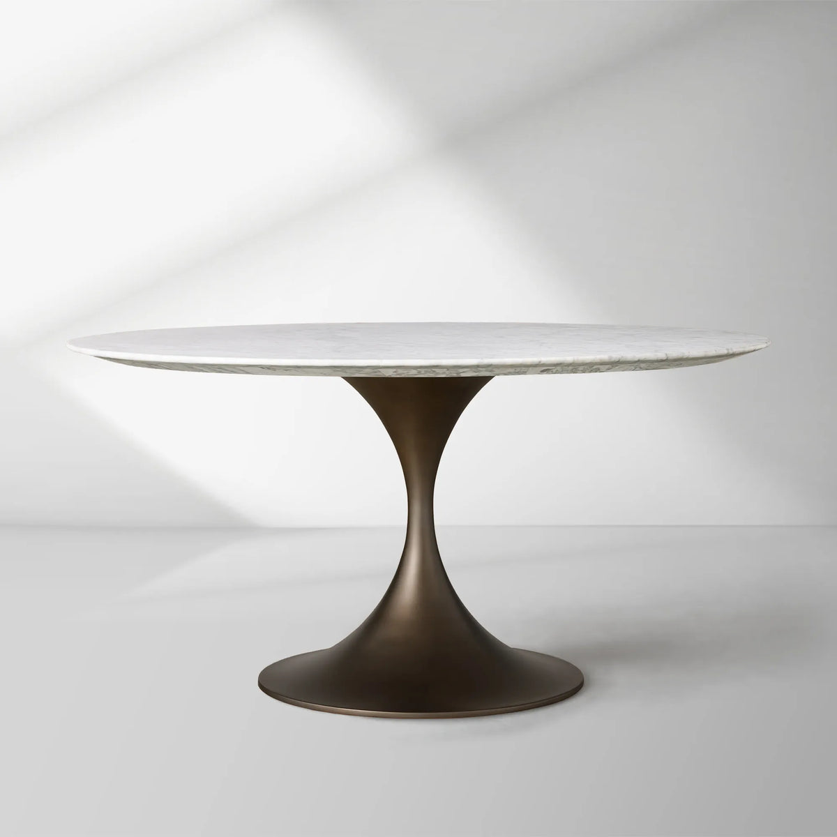 Aero Saint Germain Dining Table Round Marble Stone Tabletop Tulips Dining Table with Launette Steel Base