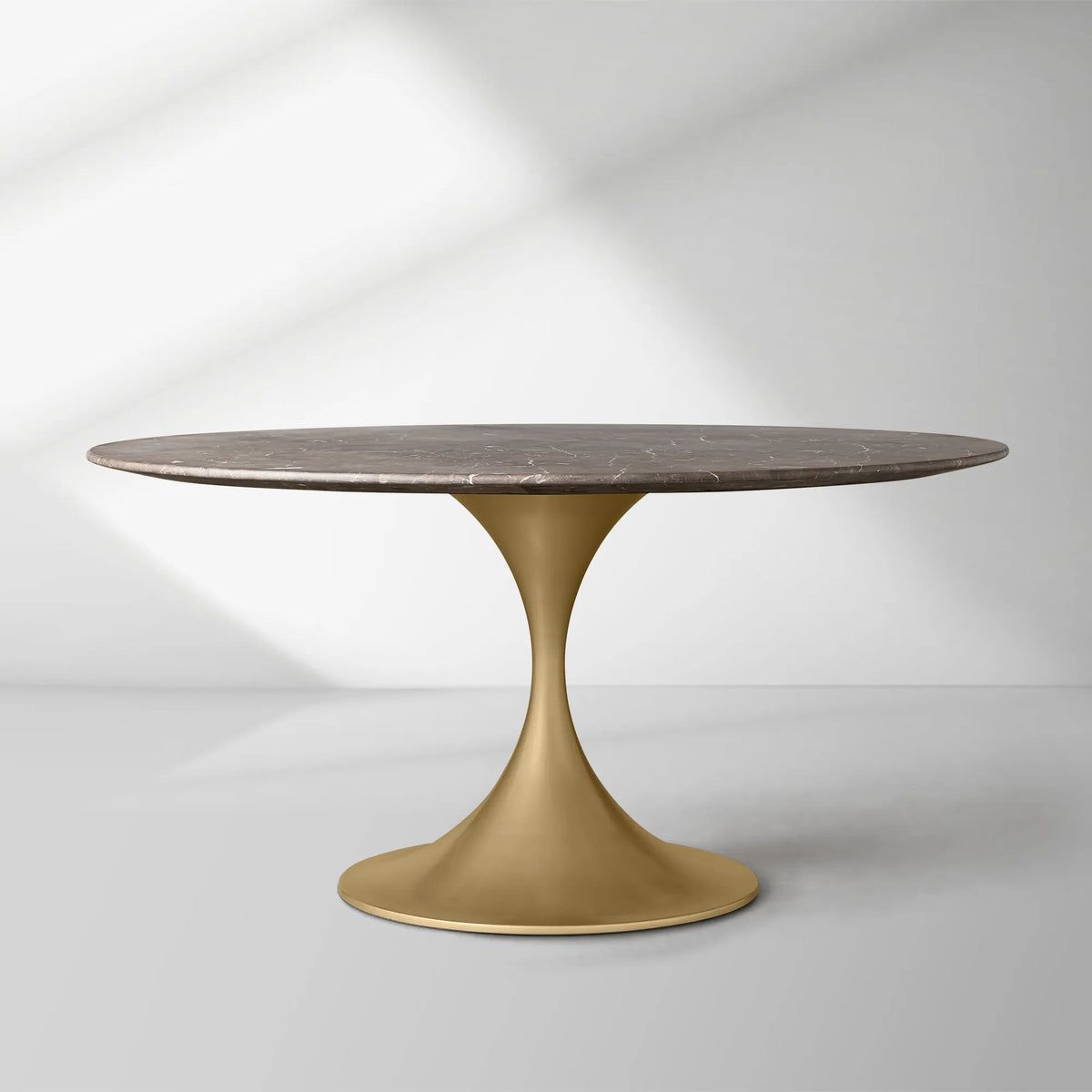 Aero Saint Germain Dining Table Round Marble Stone Tabletop Tulips Dining Table with Launette Steel Base