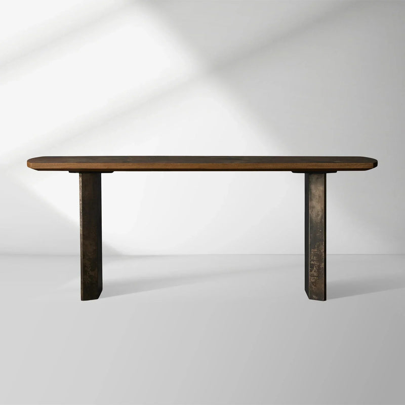 Loranco Ash Entrance Console Wood Hallway Entryway Table With Steel Base