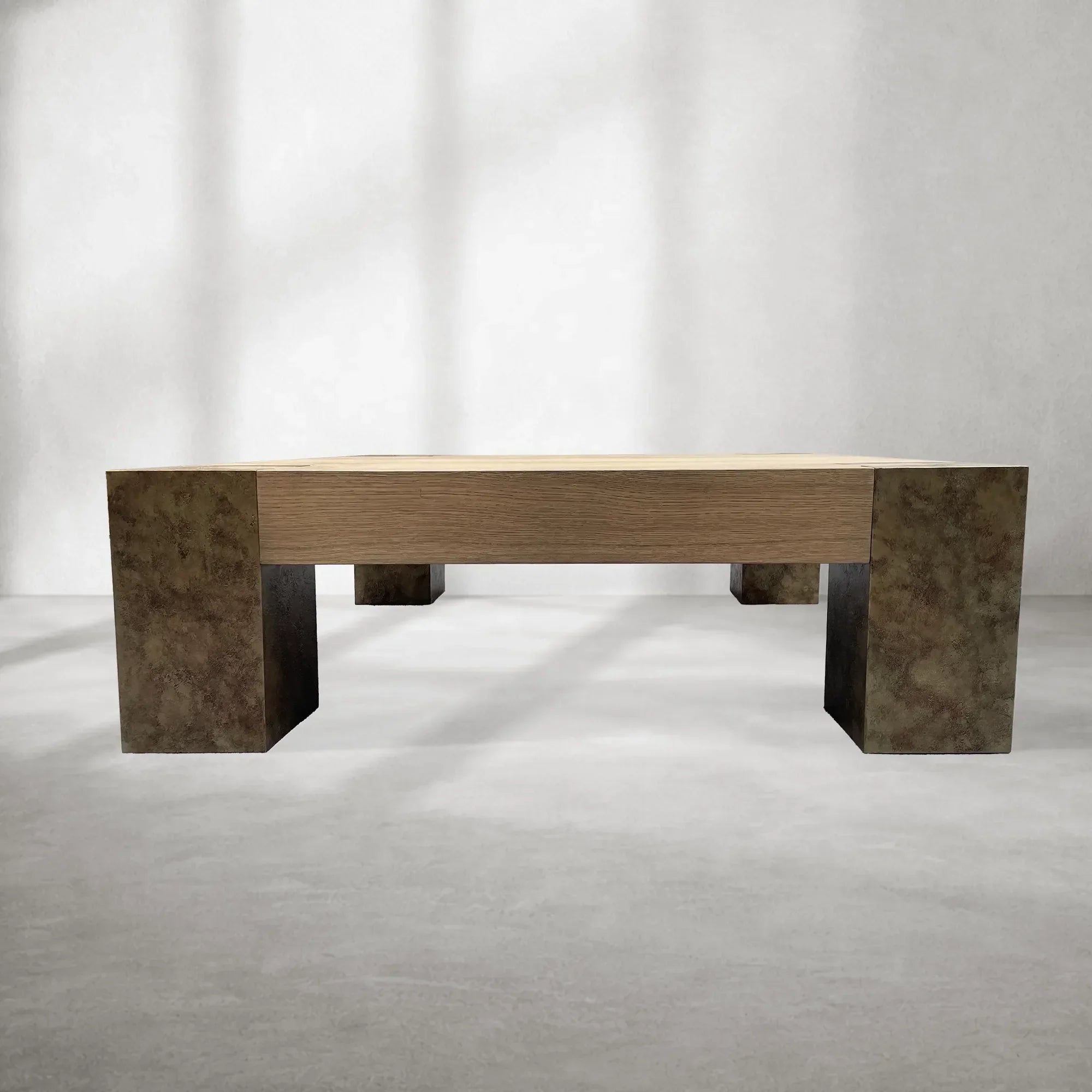 Tellurian Square Oak Coffee Table Wood Cocktail Table Living Room Center Tea Table Vintage Cocktail Table