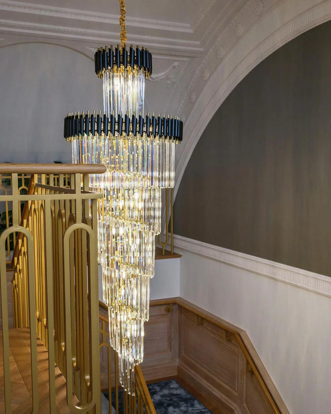 Spiral Crystal Chandelier For Foyer / Staircase