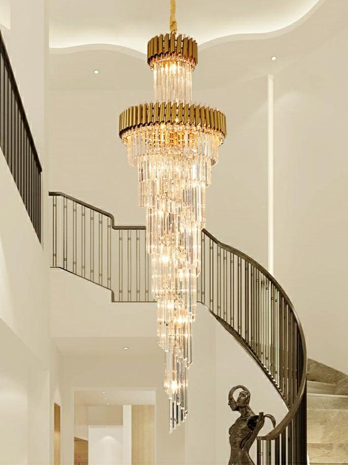 Spiral Crystal Chandelier For Foyer / Staircase