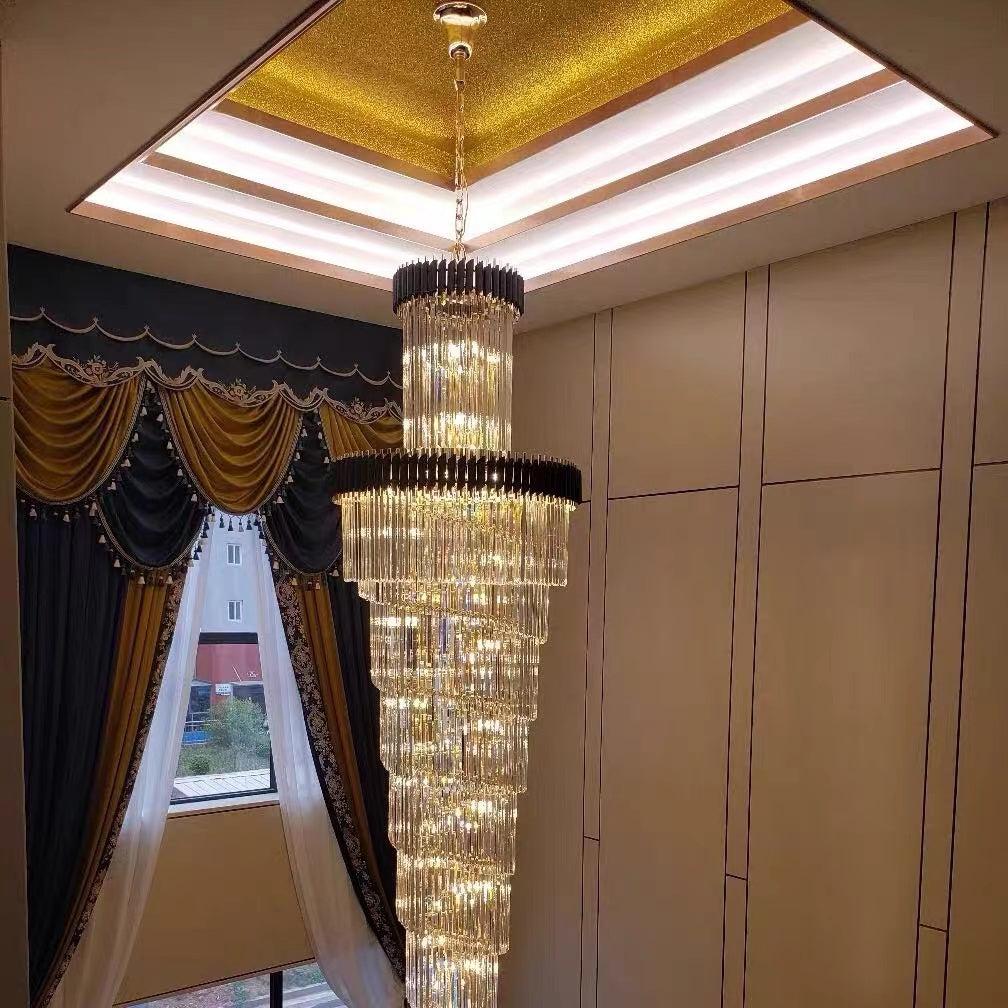 Spiral Crystal Chandelier For Foyer / Staircase