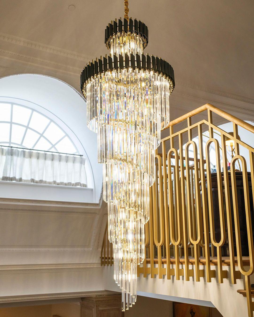 Spiral Crystal Chandelier For Foyer / Staircase