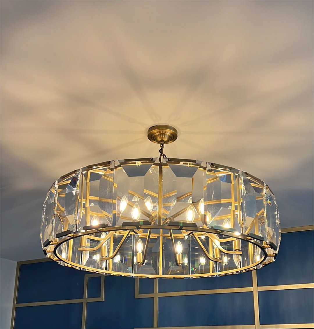 Harlow Faceted Crystal Round Chandelier 43"