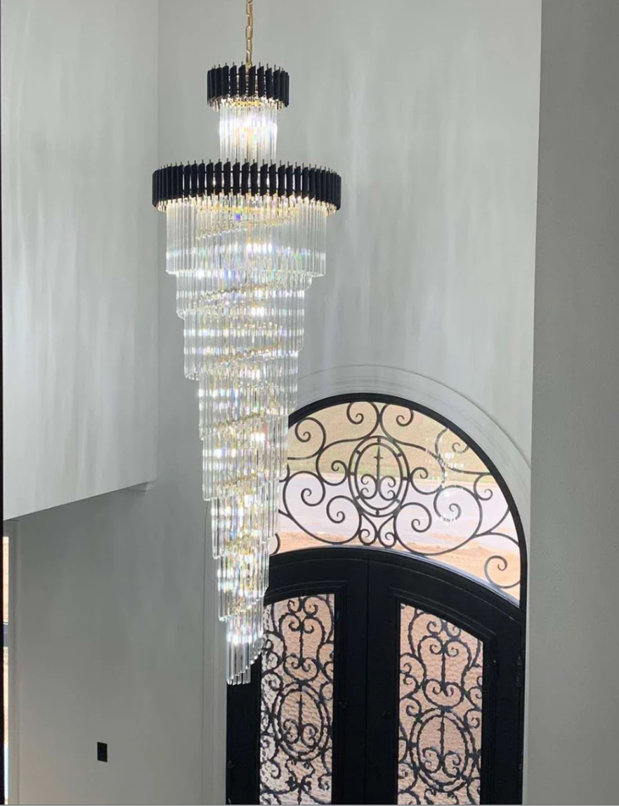 Spiral Crystal Chandelier For Foyer / Staircase