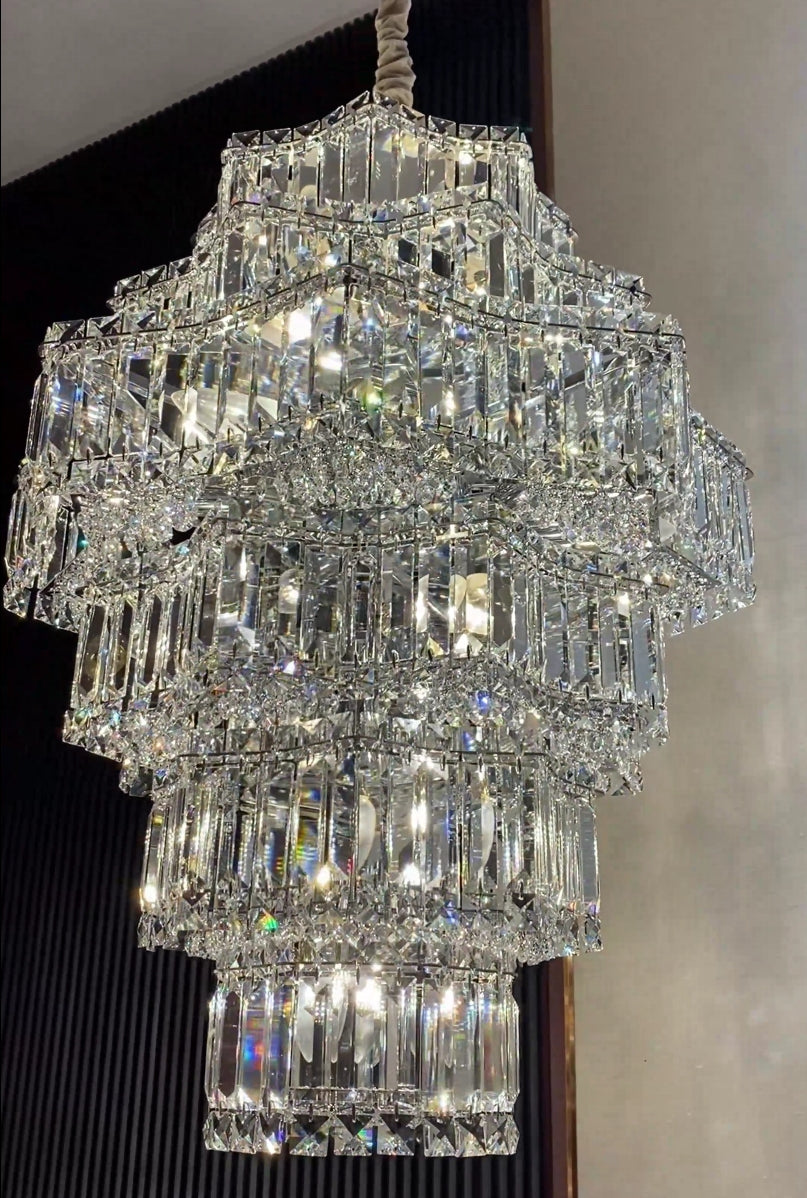 Extra Large Plaza Hall Multi-Tier Crystal Chandelier Foyer Living Room ...