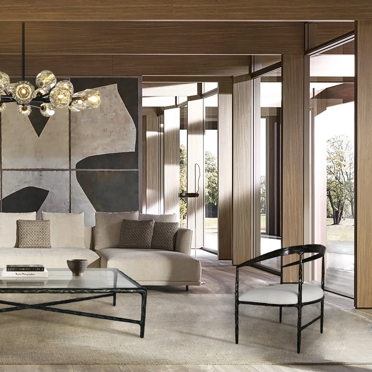 Hand-Forged Metal Curved Chair