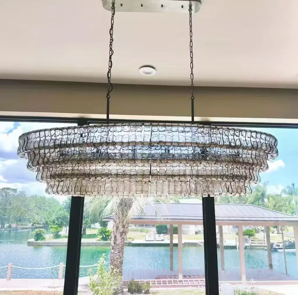 Amor Ghiaccio Glass Oval Chandelier 54"W/65"W