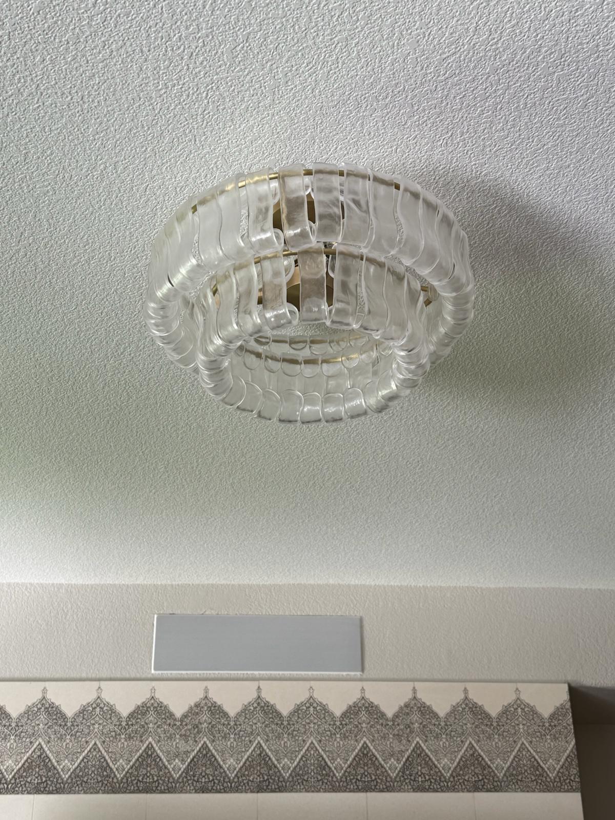 Amor 2-Tier Ghiaccio Glass Round Flushmount 18"